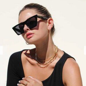 Fifth & Ninth Chicago Cat Eye Sunglasses Oversized Style Black NEW
